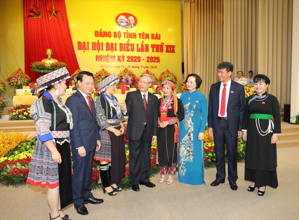 Uỷ viên Bộ Chính trị, Thường trực Ban Bí thư Trần Quốc Vượng tại Đại hội Đại biểu Đảng bộ tỉnh Yên Bái lần thứ XIX. Ảnh Như Ý