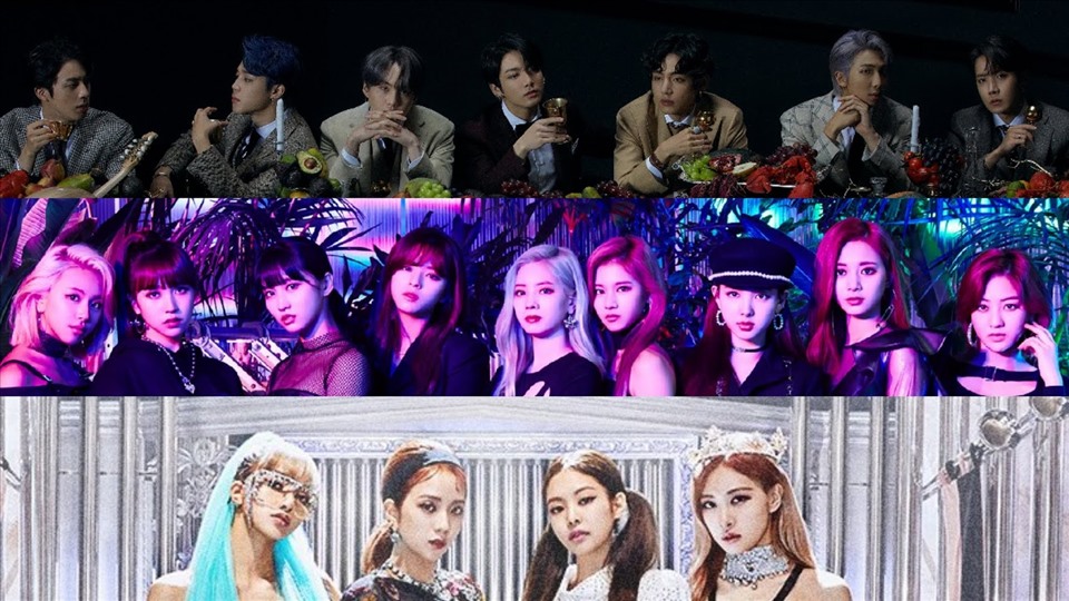 Blackpink, BTS và TWICE. Ảnh: Cắt clip