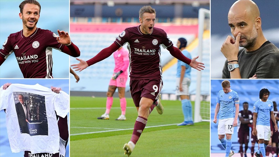Leicester City và Jamie Vardy khiến Manchester City ôm hận. Ảnh: Daily Mail