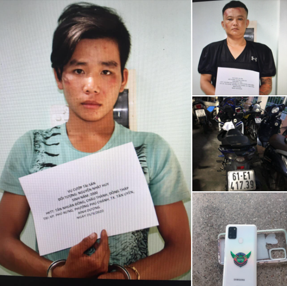 Hai đối tượng cướp điện thoại bị bắt giữ. Ảnh: Công an cung cấp Hai đối tượng cướp điện thoại bị bắt giữ. Ảnh: Công an cung cấp