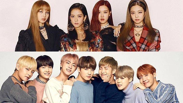 Nhóm nhạc Blackpink và BTS. Ảnh: Cắt clip