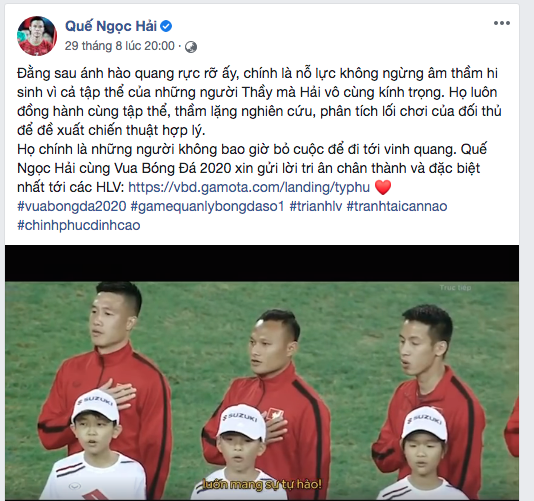 Quế Ngọc Hải đăng tải vidoe quảng cáo trên trang facebook cá nhân.