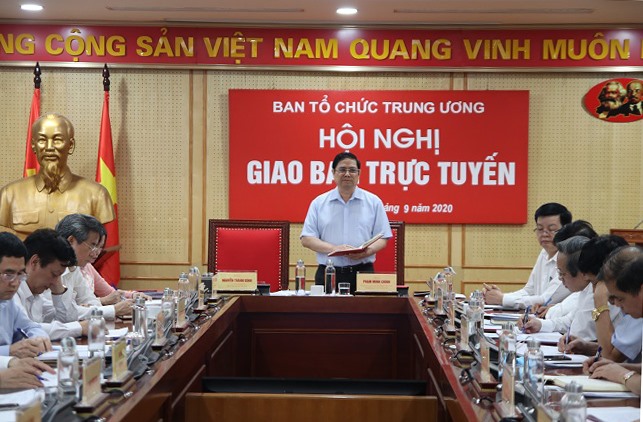 Ngành Tổ chức Xây dựng Đảng đã hoàn thành việc thực hiện quy trình giới thiệu nhân sự Ủy viên T.Ư khóa 13. Trong ảnh: Uỷ viên Bộ Chính trị, Bí thư Trung ương Đảng, Trưởng Ban Tổ chức Trung ương Phạm Minh Chính phát biểu tại Hội nghị. Ảnh Ngô Khiêm