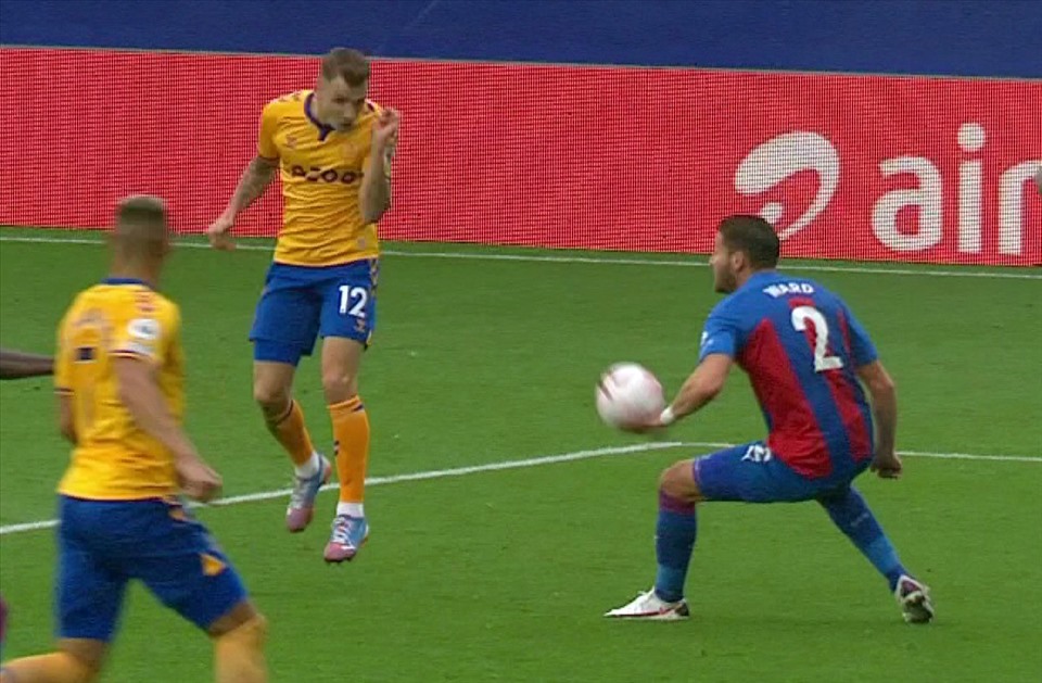 Tình huống ở trận Crystal Palace - Everton. Ảnh: Twitter