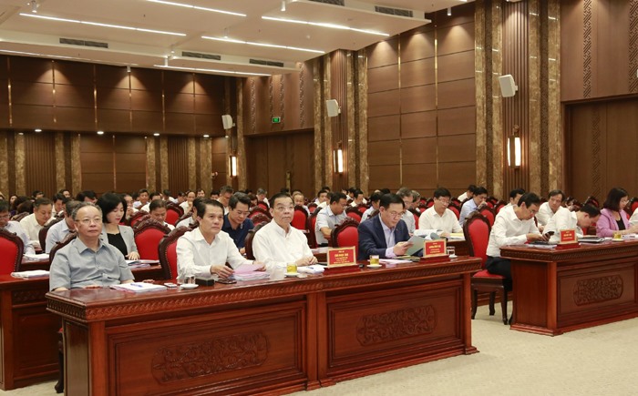 Thành ủy Hà Nội tổng kết 3 chương trình công tác toàn khóa. Ảnh: Hanoigov