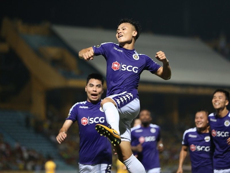 Quang Hải và nhiều cầu thủ trưởng thành từ lò đào tạo bóng đá Hà Nội. Ảnh: HNFC