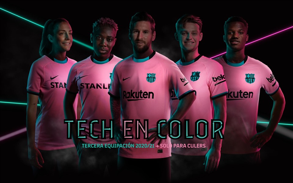 Messi tham gia hoạt động giới thiệu trang phục thi đấu thứ ba của Barca ở mùa giải 2020-21. Ảnh: Barcelona