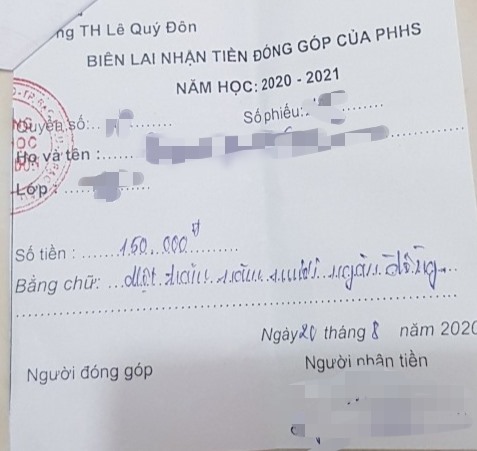 Biên lai thu tiền (ảnh Nhật Hồ)