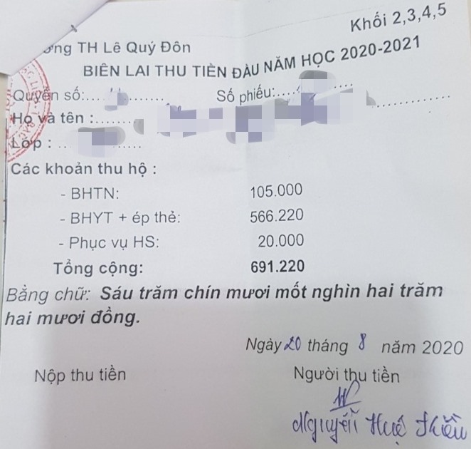 Biên lai thu tiền (ảnh Nhật Hồ)