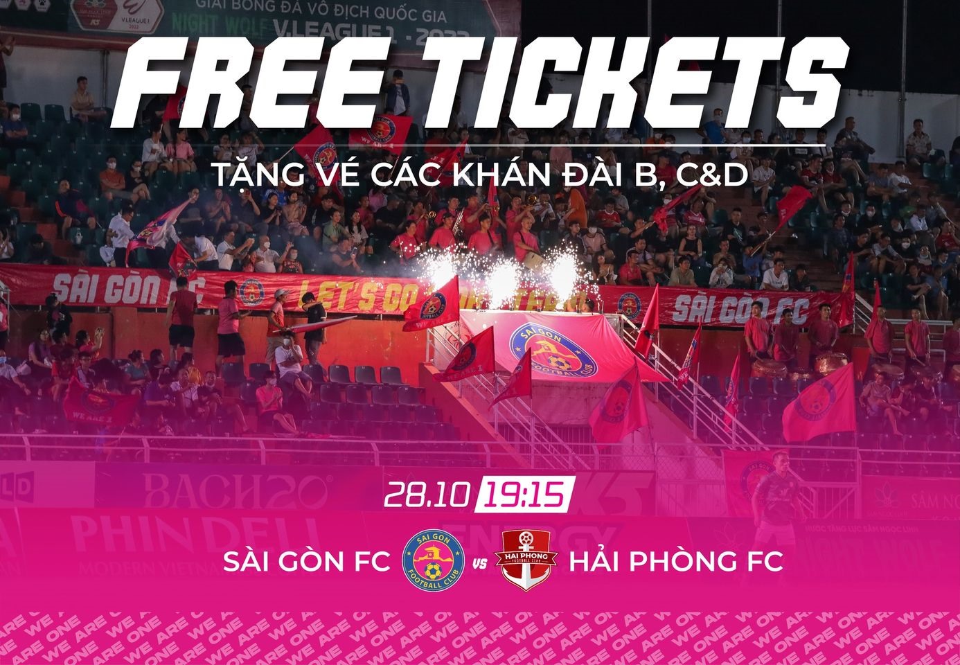 Vé trận đấu giữa Sài Gòn FC và Hải Phòng được phát miễn phí. Ảnh: SGFC