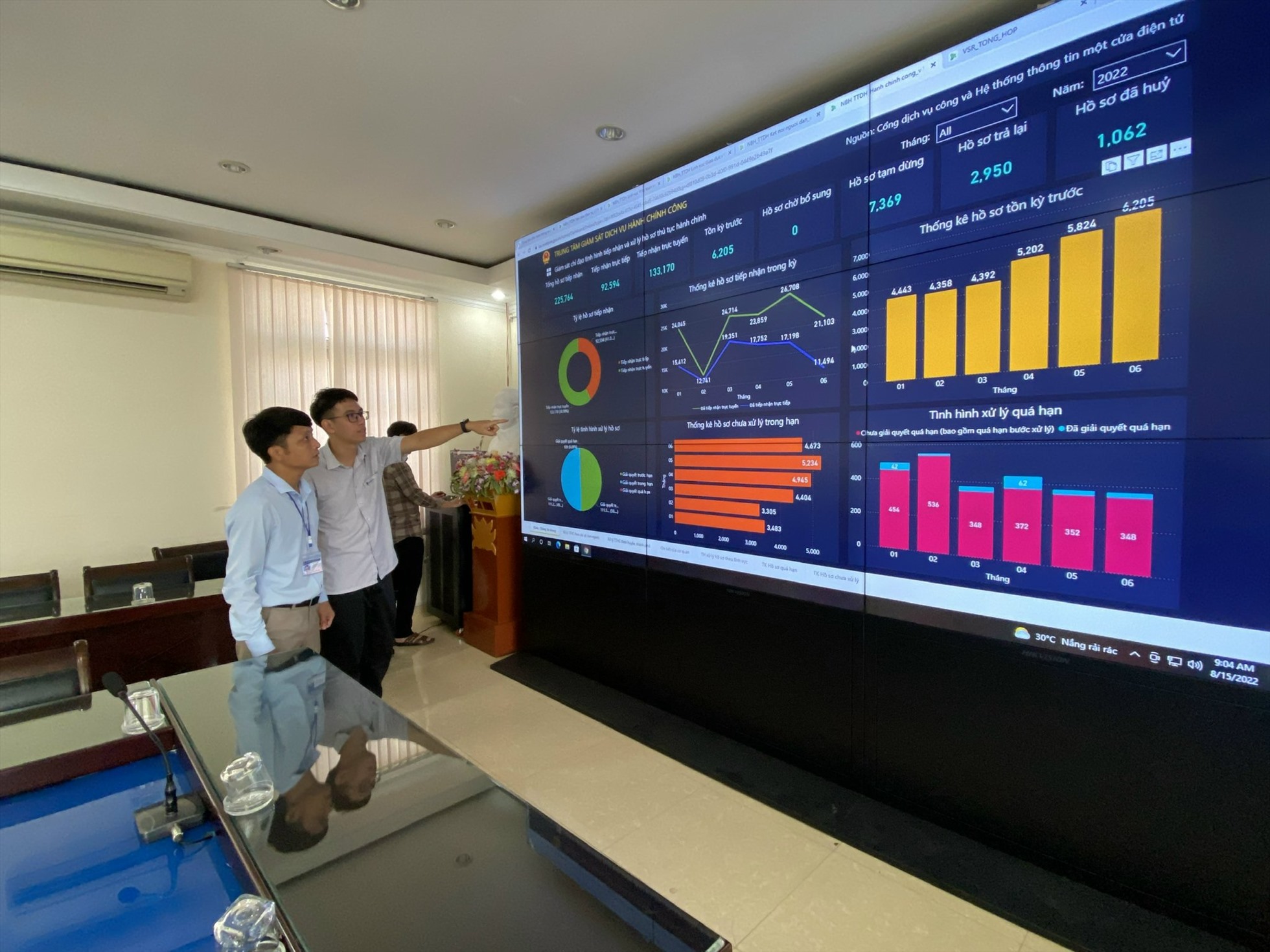 Trung tâm giám sát, điều hành thông minh (IOC) được xây dựng nhằm phục vụ công tác quản lý, chỉ đạo, điều hành của lãnh đạo thành phố Tam Điệp. Ảnh: Nguyễn Trường