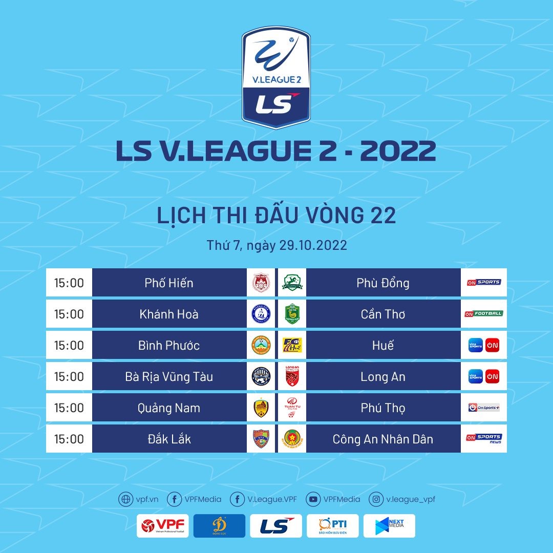 Lịch thi đấu vòng cuối giải hạng Nhất 2022 với tâm điểm là trận Khánh Hòa vs Cần Thơ. Ảnh: VPF