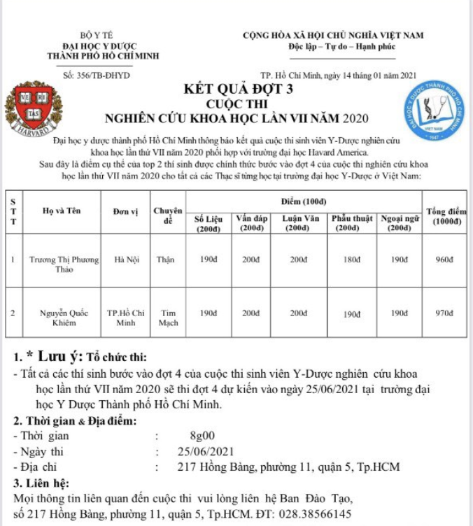 Thông báo giả kết quả cuộc thi nghiên cứu khoa học được Nguyễn Quốc Khiêm khoe với mọi người.