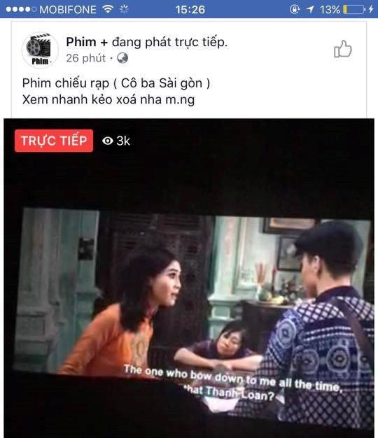 Bộ phim được livestream trên một trang phim online.