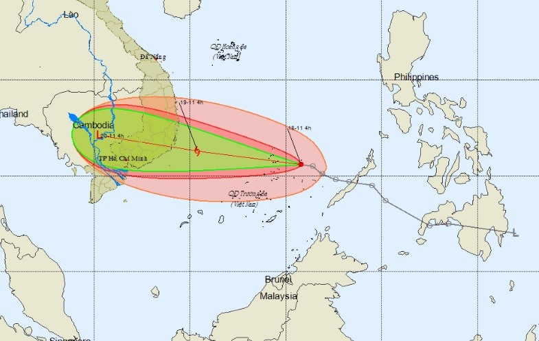Sáng ngày 18.11, áp thấp nhiệt đới đã mạnh lên thành bão số 14.