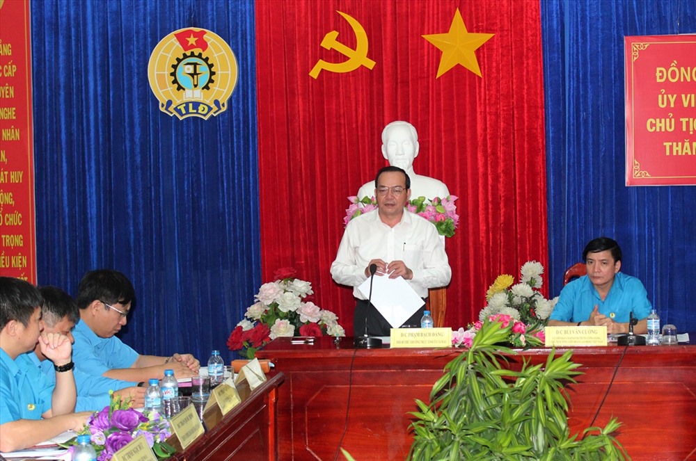 Ông Phạm Bạch Đằng, Phó Bí thư Thường trực Tỉnh ủy Cà Mau phát biểu tại buổi làm việc (ảnh: P.V)