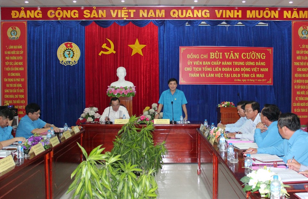 Đồng chí Bùi Văn Cường phát biểu tại buổi làm việc (ảnh: P.V)