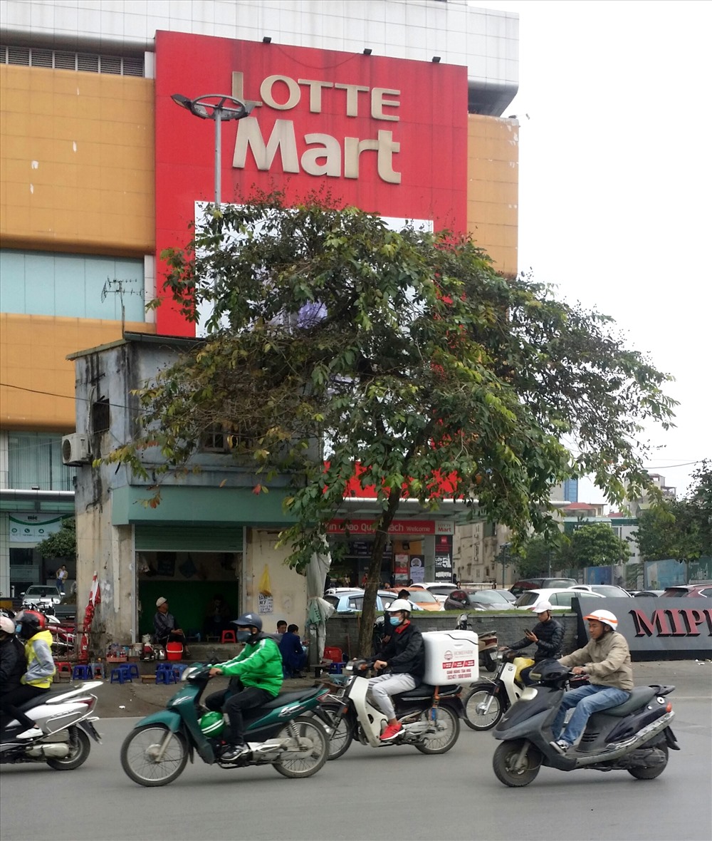 Ngôi nhà trông như một cái hộp với hai tầng thấp được lắp đặt cả điều hòa trong khi phần mái và sau lưng nhà trông rất tạm bợ. Hàng ngày, trước cửa của ngôi nhà hộp này, hoạt động bán trà đá vẫn diễn ra lấn chiếm cả một phần vỉa hè dành cho người đi bộ.
