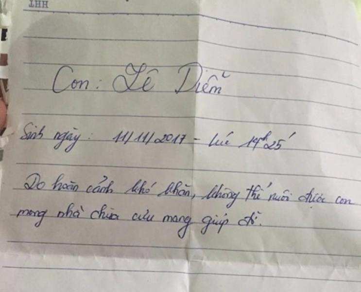 Lá thư với vài dòng ngắn ngủi.