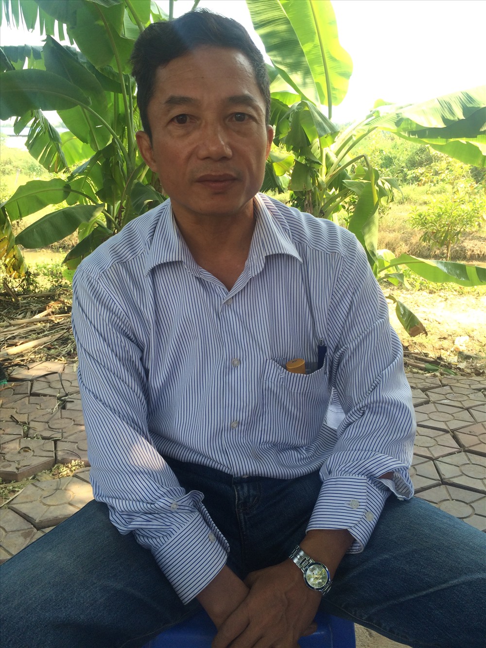 Ông Lê Quang Trung- người vừa được nhận tiền bồi thường. Ảnh; Quế Chi