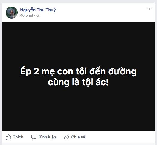 Tối 26.11, tin đồn ly hôn trở nên xôn xao khi nữ ca sĩ đăng tải dòng trạng thái đầy ẩn ý “Ép hai mẹ con tôi đến đường cùng là tội ác”