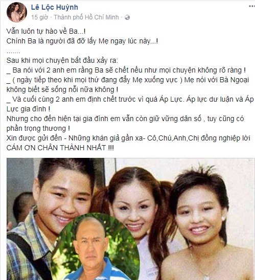 Nguyên văn chia sẻ của Lê Lộc trên trang cá nhân