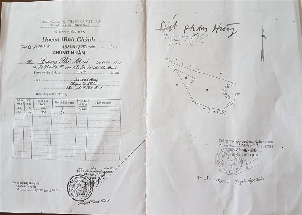 Xuất hiện bản photocopy (có chứng thực bản chính), không hề ghi ngày tháng, số giấy... cùng một số điểm khác với bản chính. Ảnh: H.H