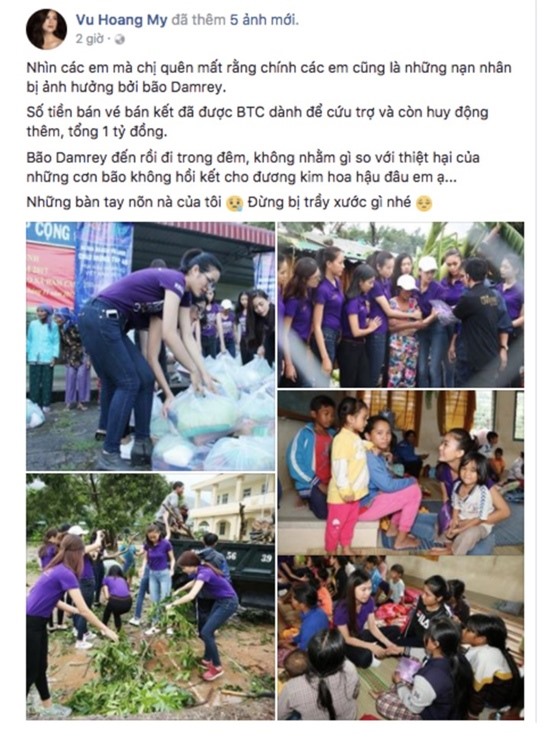 Hoàng My gây phẫn nộ khi phát ngôn so sánh Hoa hậu với cơn bão Damrey hồi tháng 11