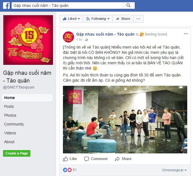 Những nội dung xoay quanh Táo Quân đều được đăng tải trên Fanpage chính thức của chương trình.