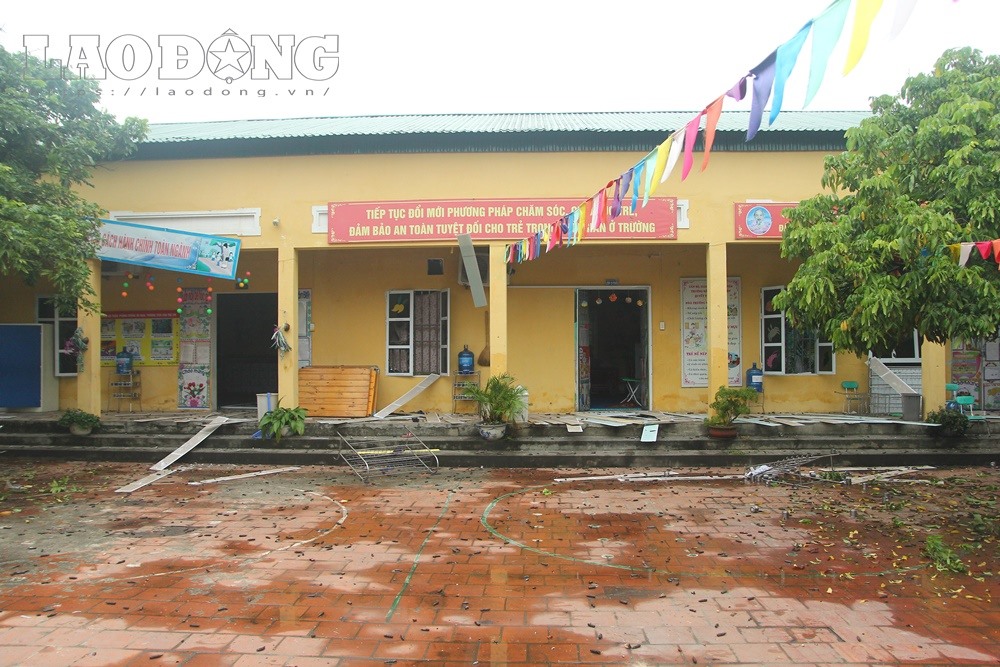 Trường Mầm non Quan Độ hư hỏng nặng.