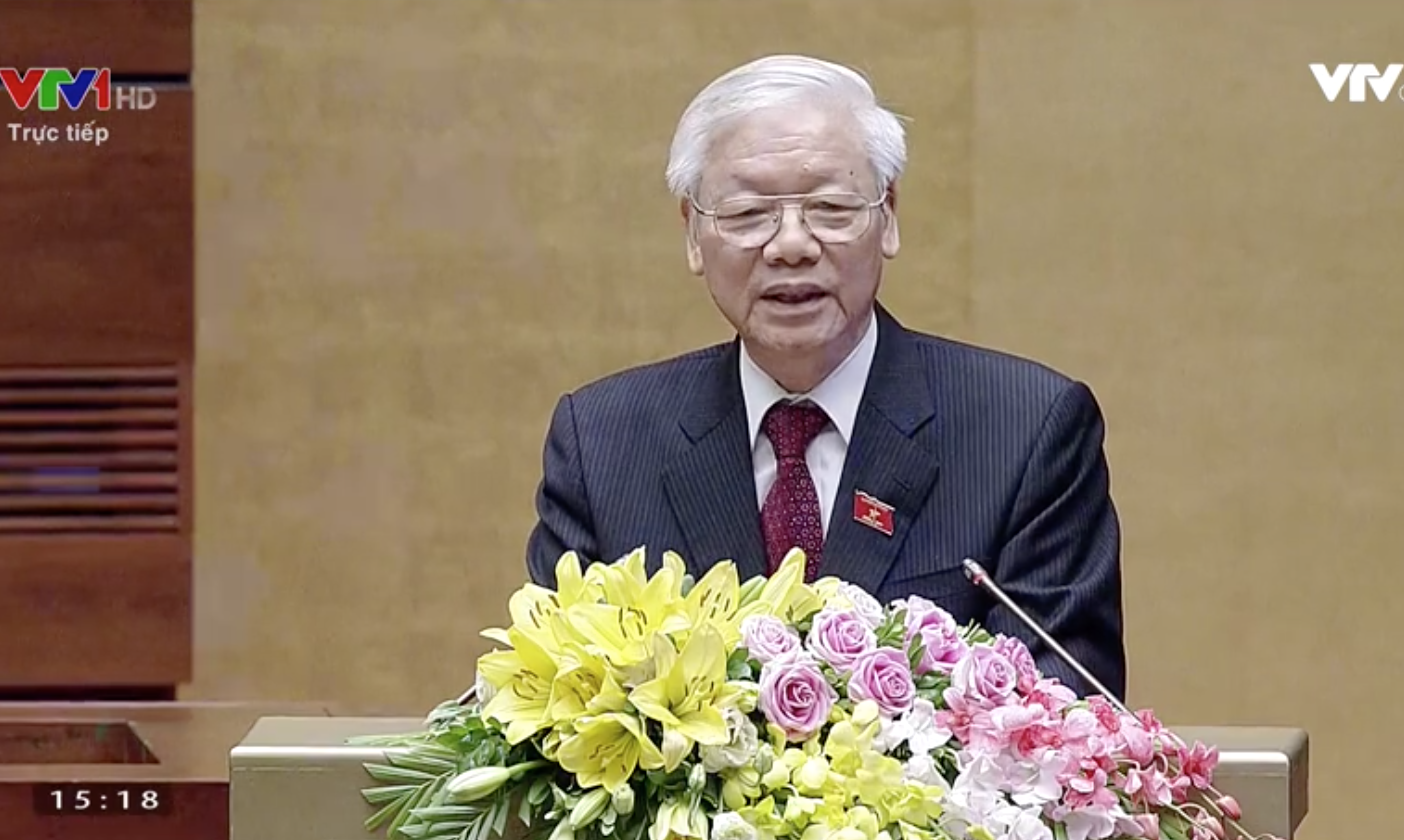 Tổng Bí thư, Chủ tịch Nước Nguyễn Phú Trọng phát biểu nhậm chức.