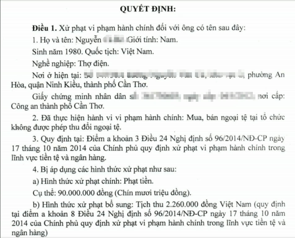 Quyết định xử phạt anh C.R