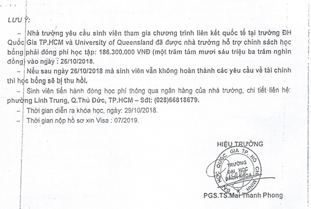 Công văn giả mạo để lừa phụ huynh và sinh viên.
