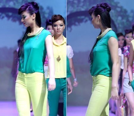 Thậm chí, Hồng Quế không mặc nội y trình diễn trong show thời trang công sở.