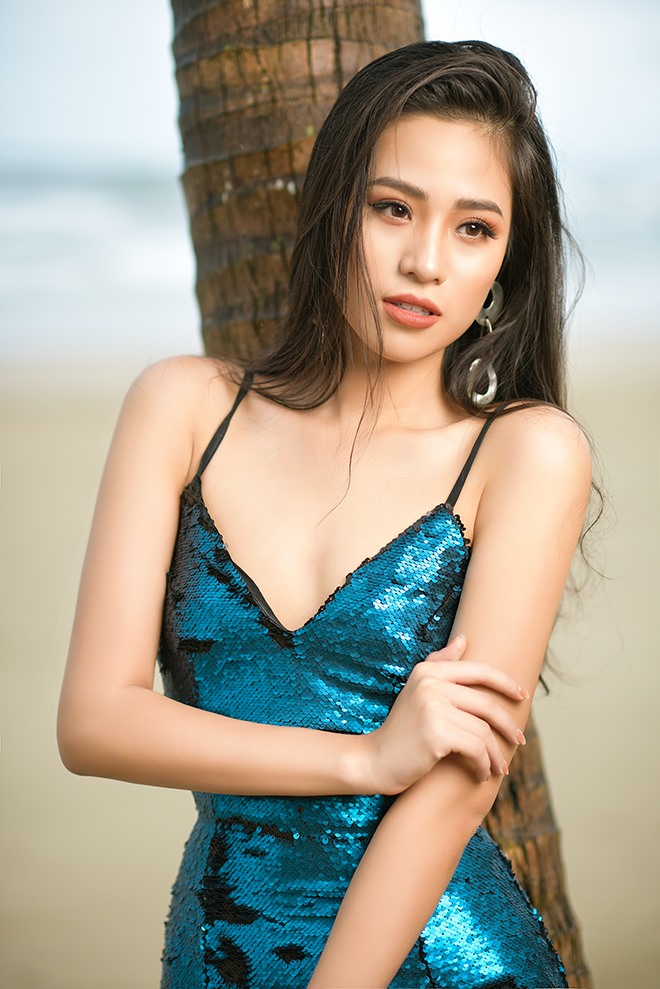 Nguyễn Hoàng Bảo Châu là thí sinh trẻ nhất cuộc thi Hoa hậu Việt Nam 2018.