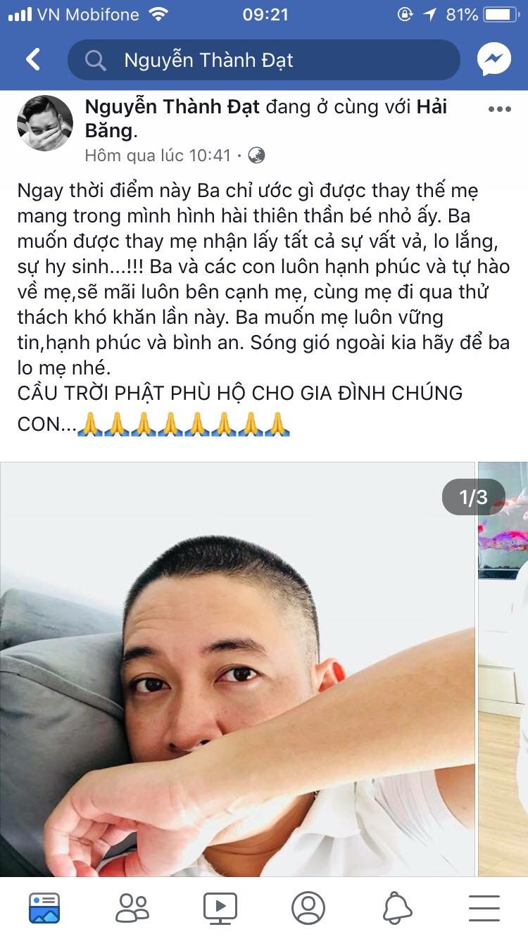 Thành Đạt chia sẻ trên trang facebook cá nhân.