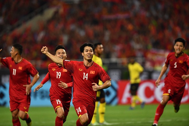 Công Phượng đang có 2 bàn sau 2 trận ở kì AFF Cup đầu tiên trong sự nghiệp. Ảnh: TT.