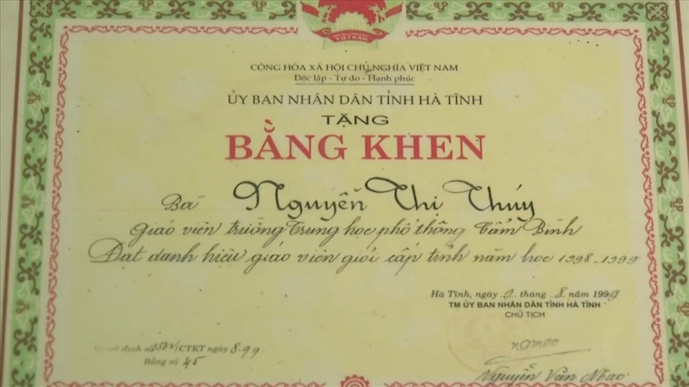 Một số thành tích mà cô Thúy được các cơ quan ban ngành trao tặng