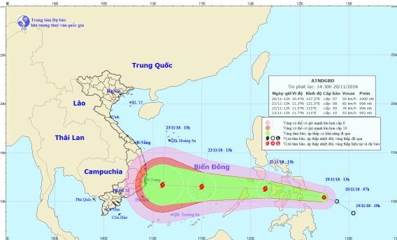 Vị trí và đường đi của áp thấp nhiệt đới