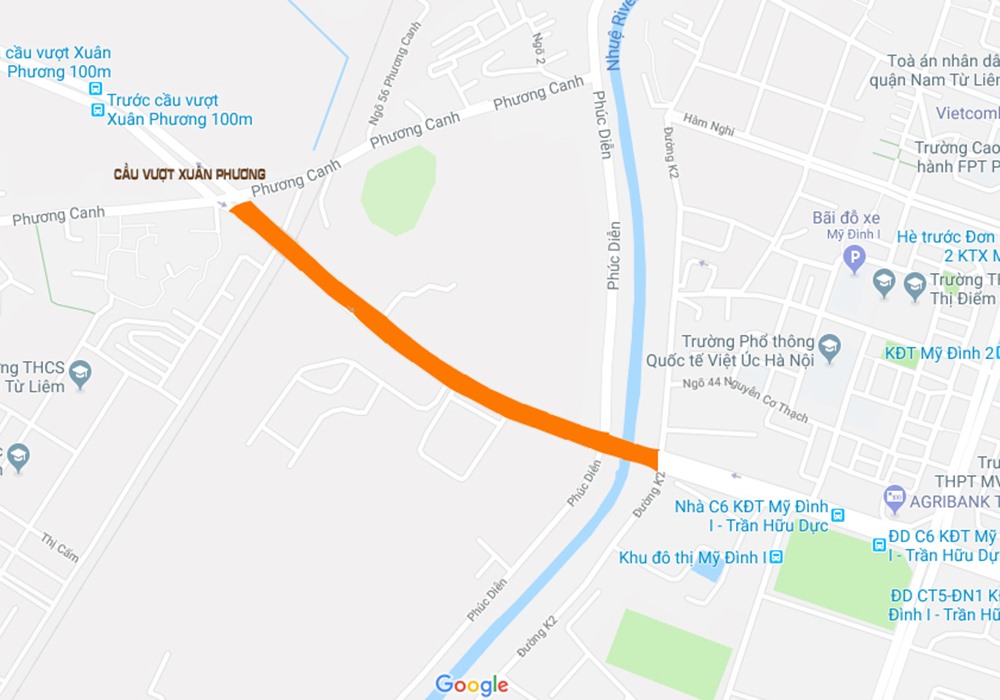 Phần bôi đậm là đoạn đường được đề xuất mang tên Trịnh Văn Bô.