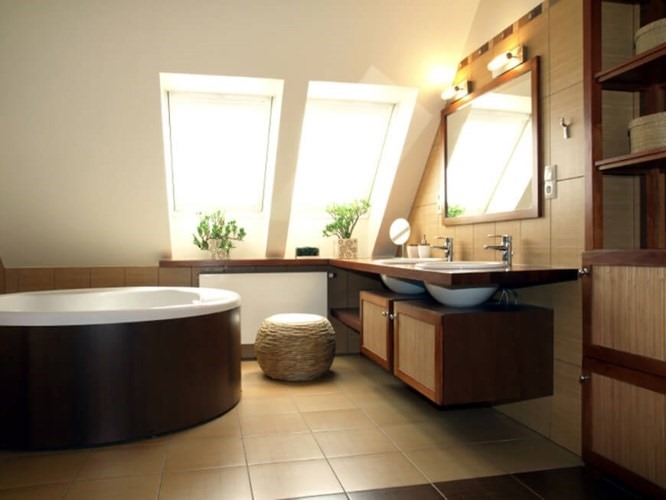 Phòng tắm hiện đại với các thiết bị vệ sinh được đơn giản hóa một cách tuyệt đối, màu sắc nhẹ nhàng. Ảnh: Homestratosphere.