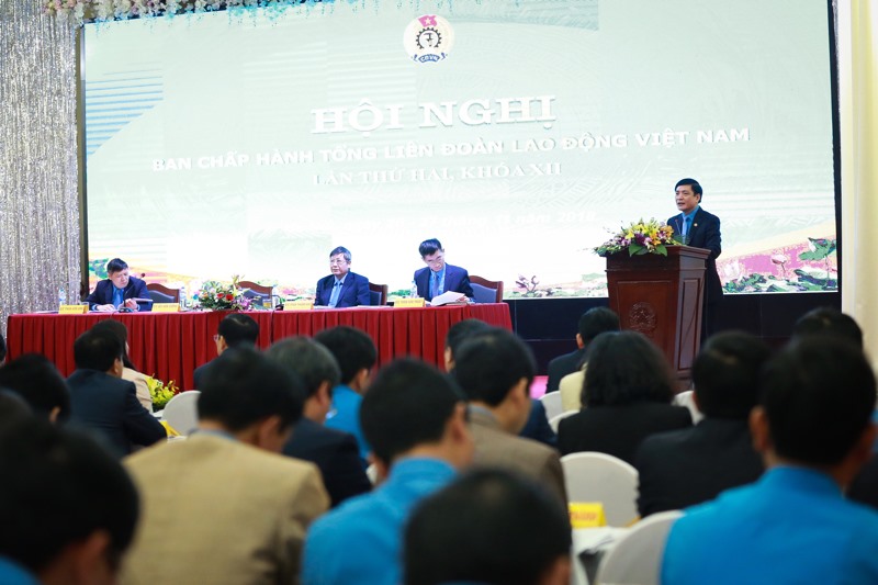 Quang cảnh Hội nghị BCH Tổng LĐLĐVN lần thứ hai, khoá XII. Ảnh: Hải Nguyễn