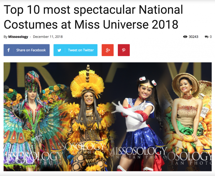 “Bánh mì” được chuyên trang Missosology bình chọn lọt top 10 trang phục dân tộc ấn tượng.