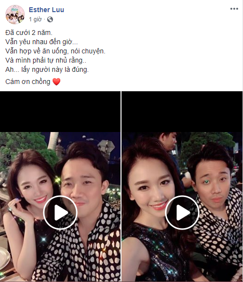 Hari dành những lời yêu thương đến Trấn Thành.