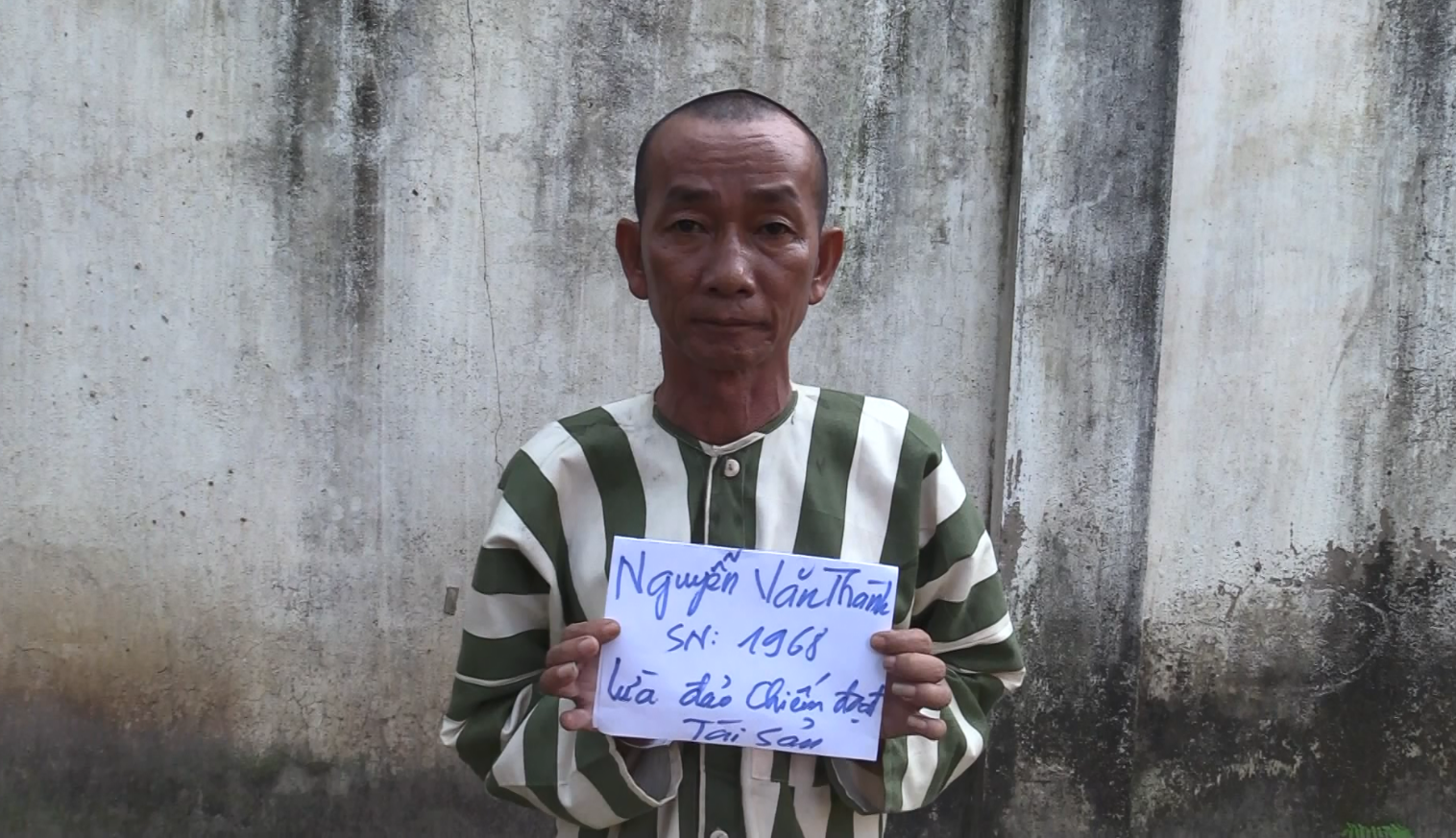 Đối tượng Nguyễn Văn Thành tại cơ quan công an.