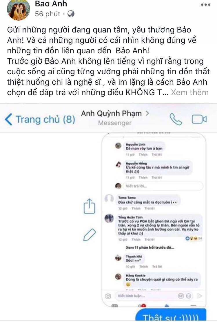 Dòng trạng thái của Bảo Anh.
