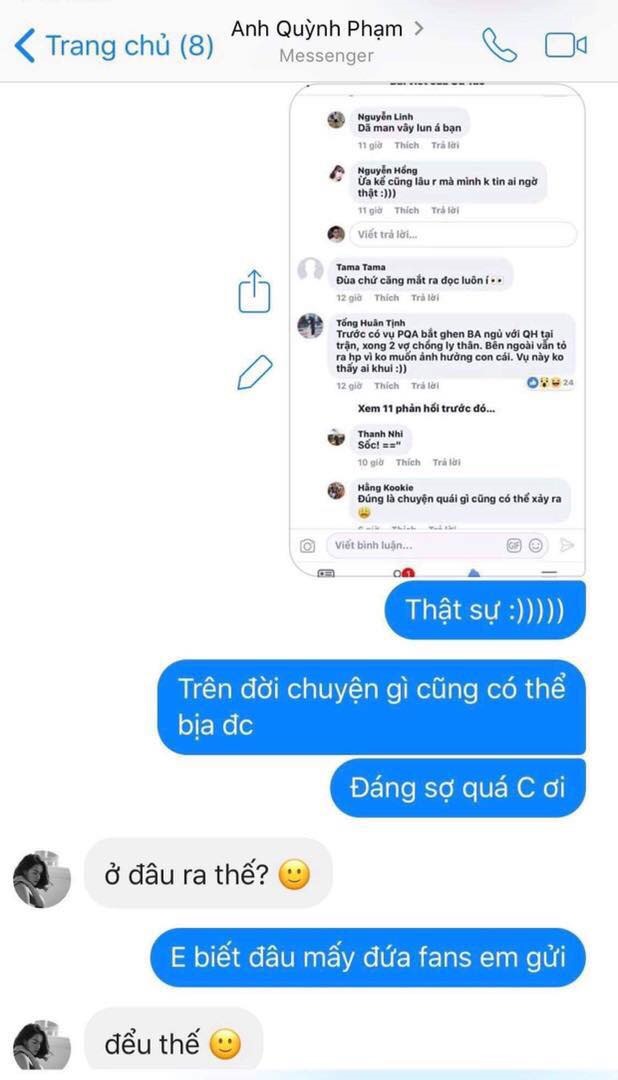 Nội dung tin nhắn của Phạm Quỳnh Anh và Bảo Anh.