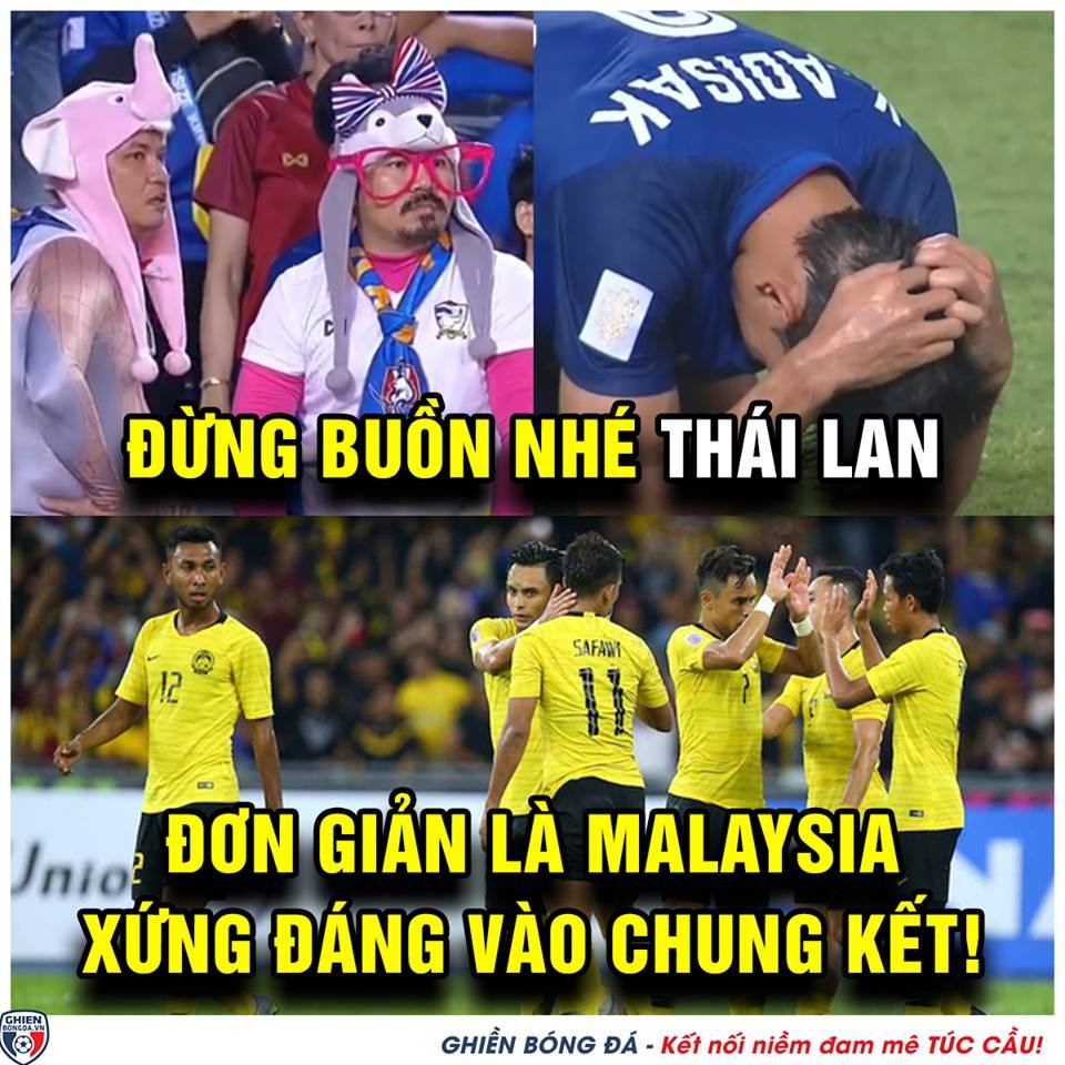 Dù vậy vẫn có những cư dân mạng “có tâm” khi nhìn nhận ĐT Malaysai hoàn toàn xứng đáng với tấm vé vào trận chung kết và tỏ ra chia sẻ với ĐT Thái Lan. Ảnh: Ghiền bóng đá.