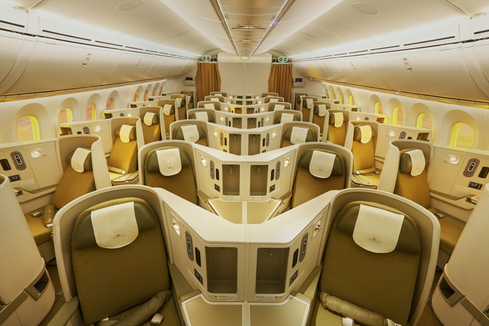 Nội thất hạng thương gia trên máy bay Boeing 787-9. Ảnh: PV