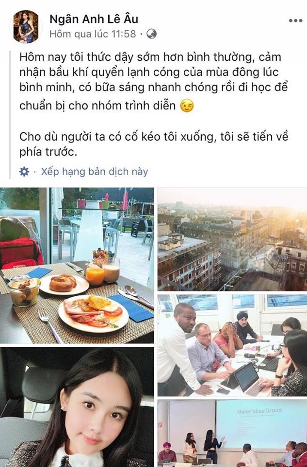 Dòng trạng thái mới của Lê Âu Ngân Anh.